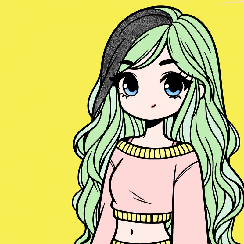 girl with long hair and a crop top with a sweater