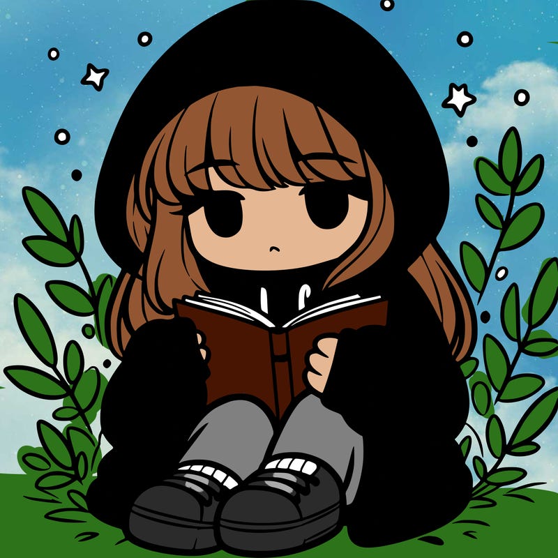 girl in oversized hoodie reading a book