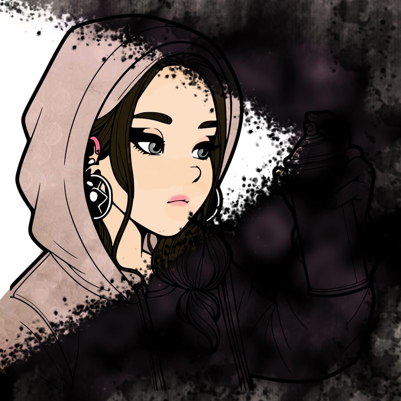 a realistic girl, spray painting