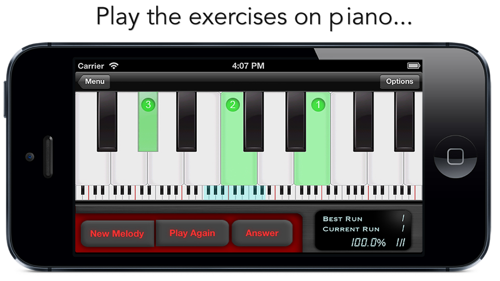 goodEar Pro - Ear Training - Piano keyboard interface for ear training exercises in goodEar Pro
