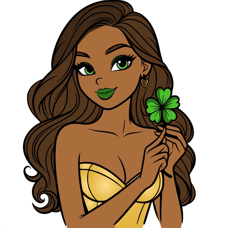 beautiful woman  carrying a clover