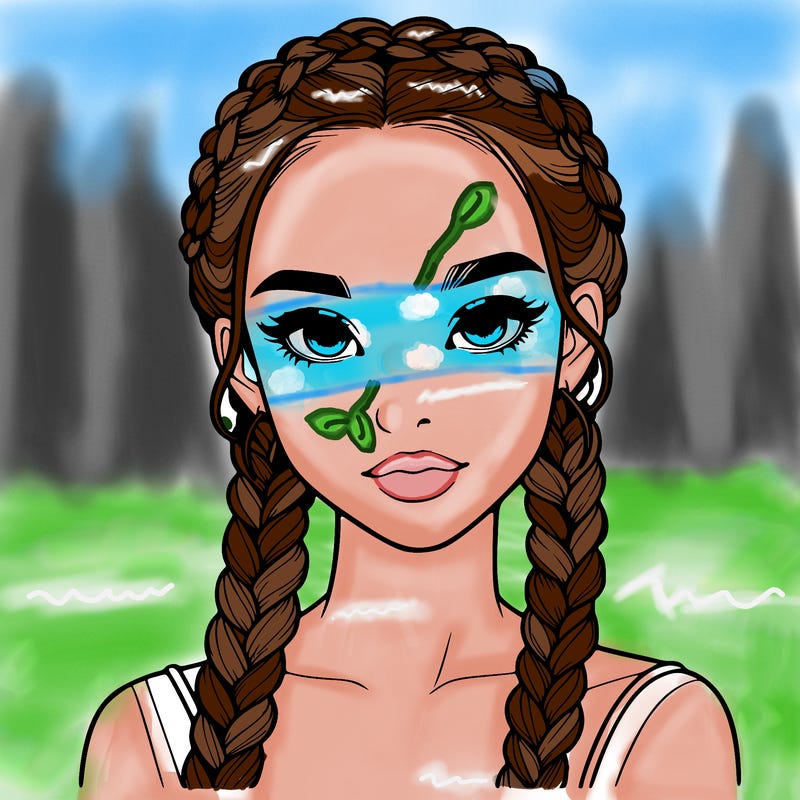 realistic girl with braids