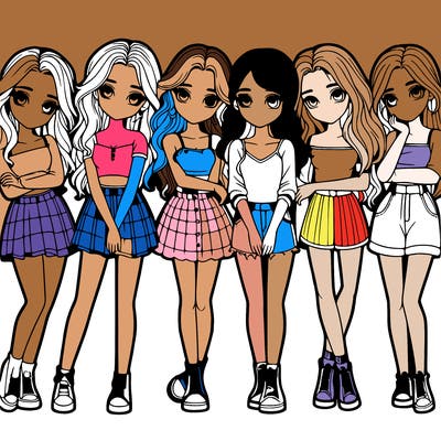 a group of girls realistic