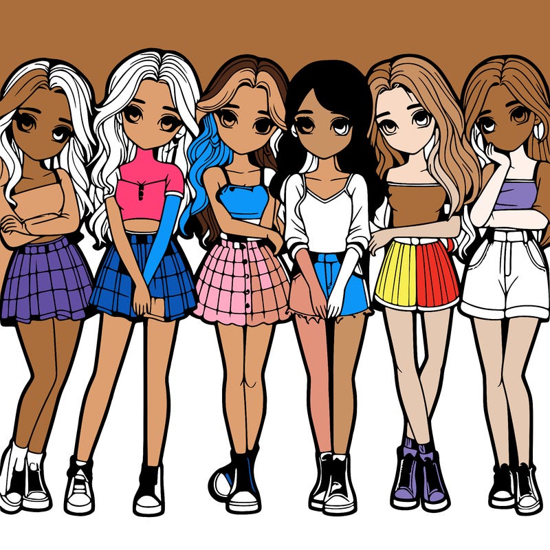 a group of girls realistic