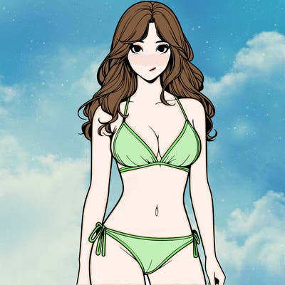 realistic girl with a revealing swimsuit