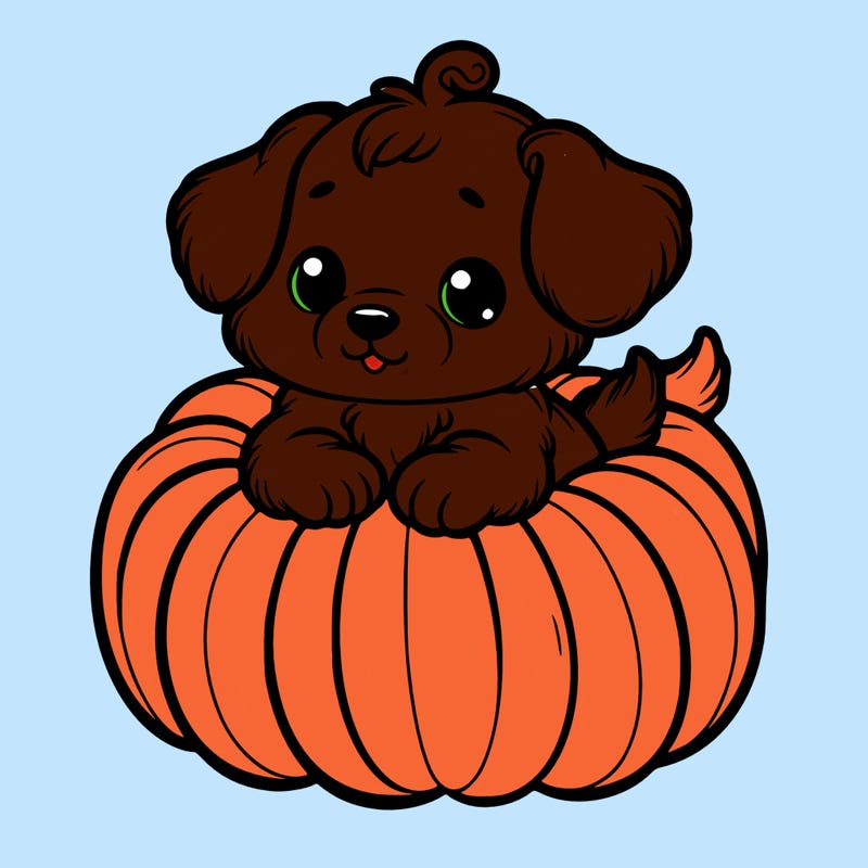 cute little puppy in a pumpkin