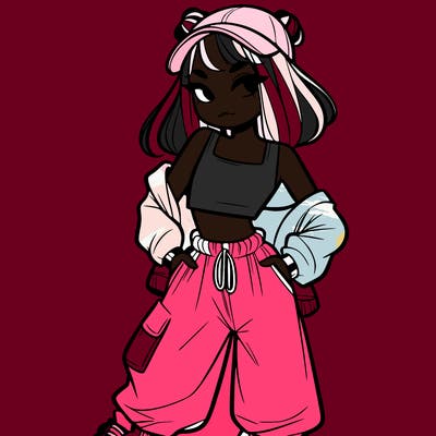 girl in crop top and baggy pants