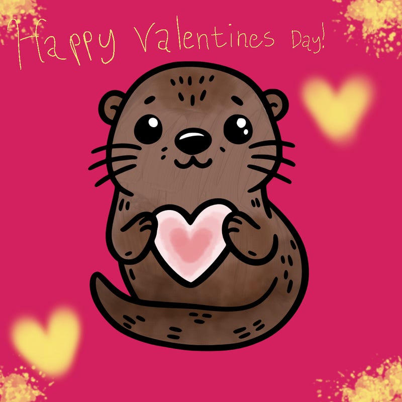 otter with a heart