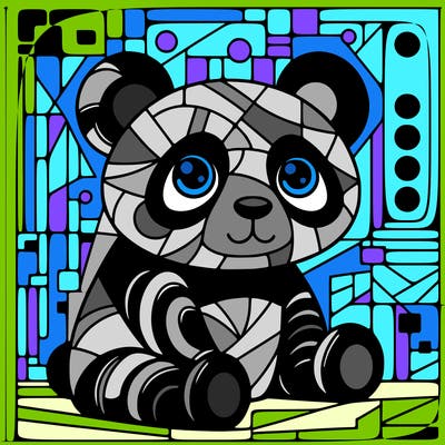 panda painting a large picasso painting