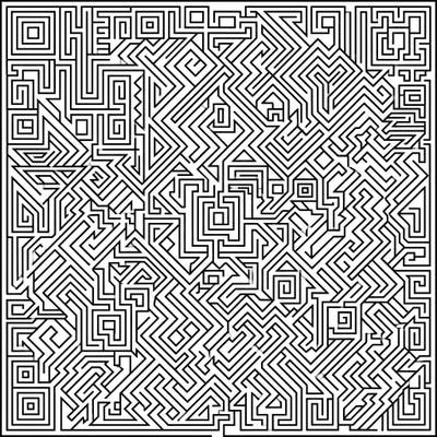 Embark on a captivating coloring journey with this intricate geometric maze pattern. Its labyrinthine design offers a stimulating and rewarding creative experience for all ages.