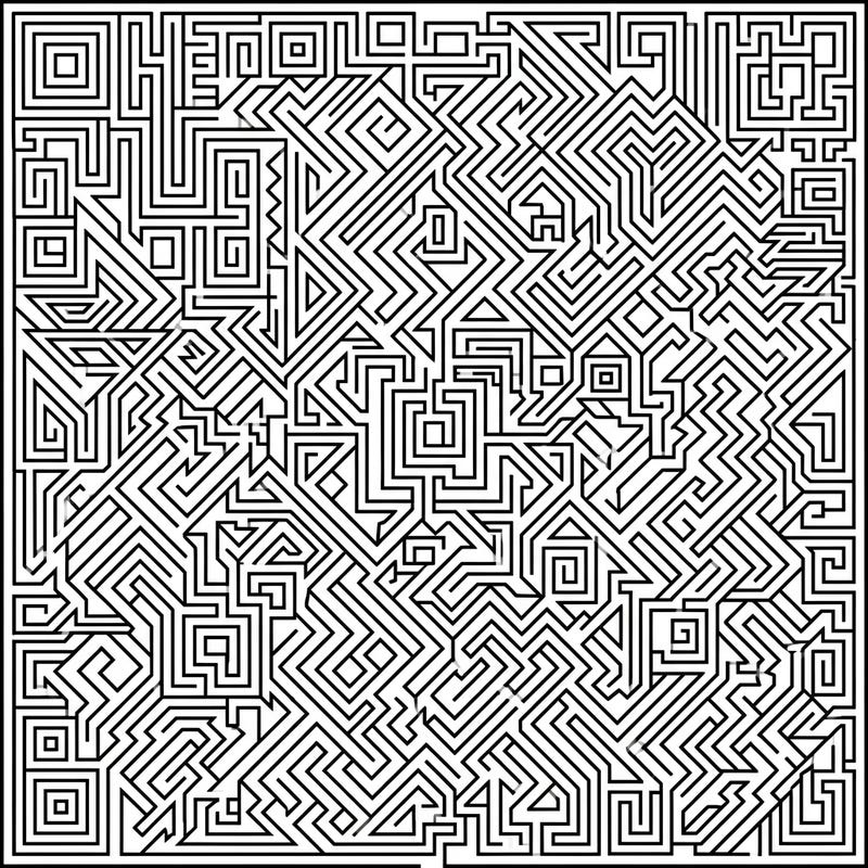 Embark on a captivating coloring journey with this intricate geometric maze pattern. Its labyrinthine design offers a stimulating and rewarding creative experience for all ages.
