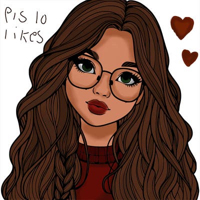 girl with long hair and freckles and glasses realistic