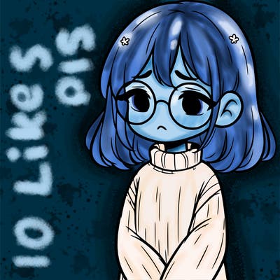 sad girl with glasses in a sweater