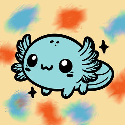 cute easy baby axolotl