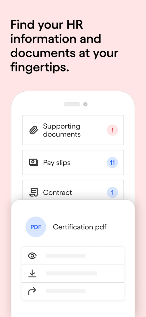 Écran de l'application Skello affichant les documents RH centralisés et les fiches de paie