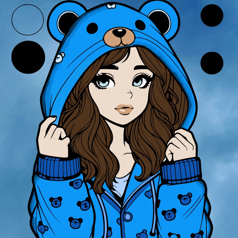realistic girl in a animal pjs hoodie