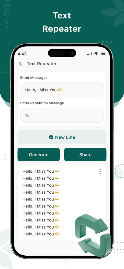 Text repeater tool interface in Web Scanner app