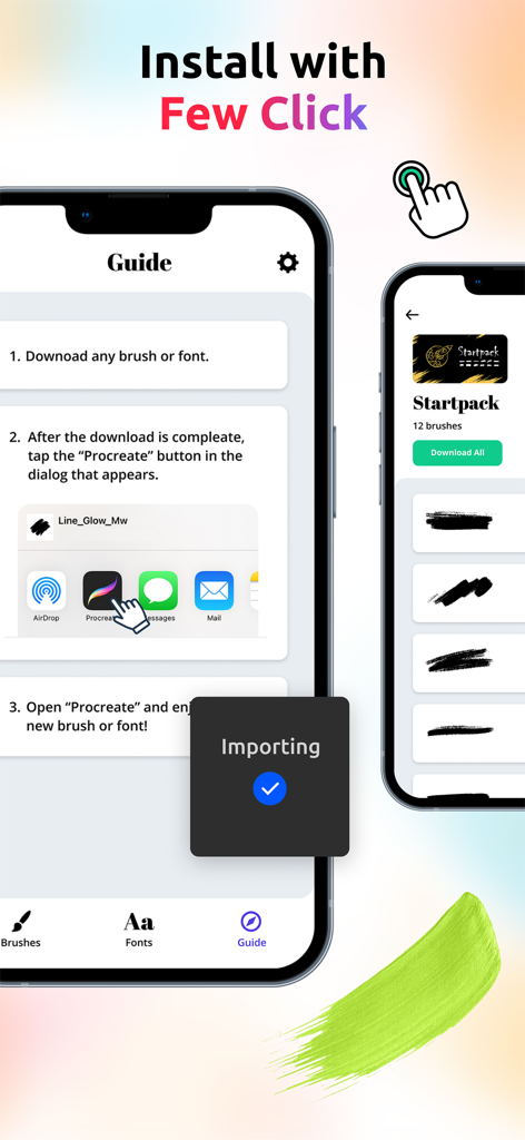 몇 번의 클릭만으로 Procreate에 브러쉬를 다운로드하고 설치하는 방법을 보여주는 단계별 가이드
