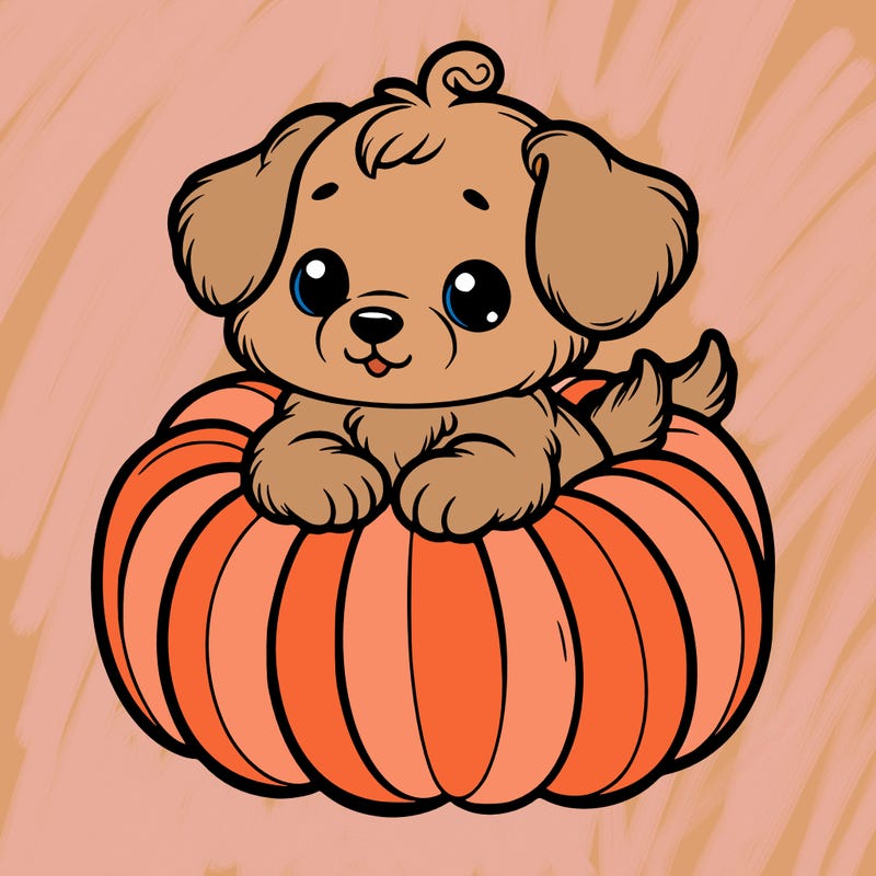 cute little puppy in a pumpkin