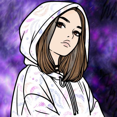 a realistic girl in a hoodie