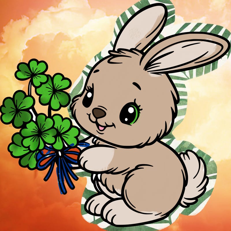 bunny with a bunch of clover