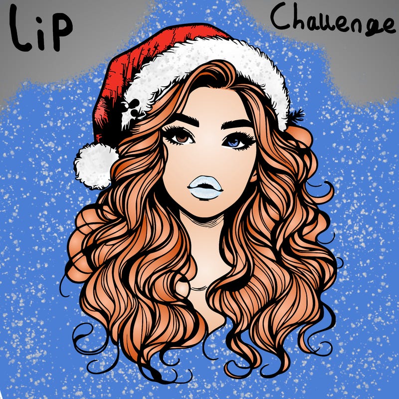 realistic christmas girl with wavy hair and lips