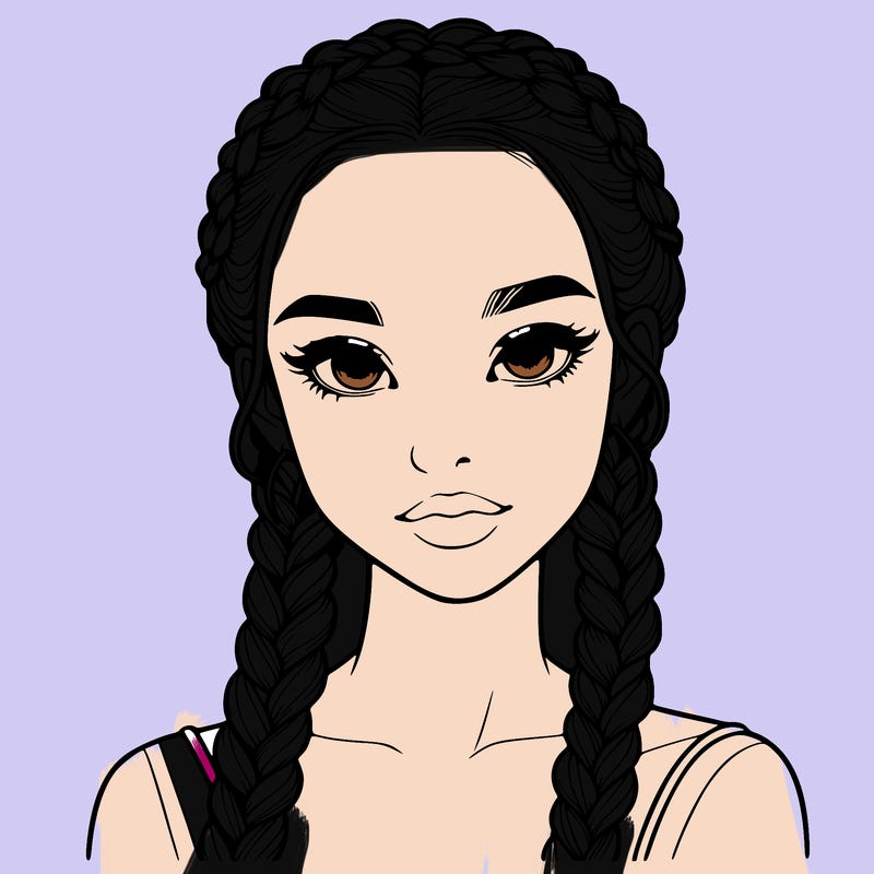 realistic girl with braids