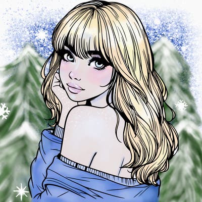 realistic girl with bangs looking over her shoulder