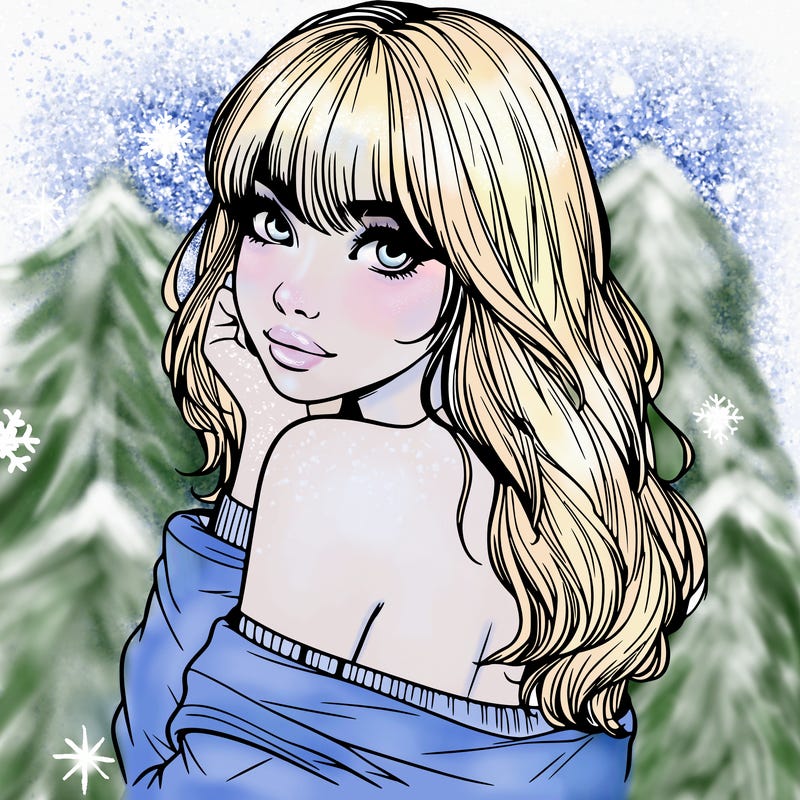 realistic girl with bangs looking over her shoulder