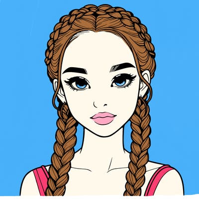 realistic girl with braids