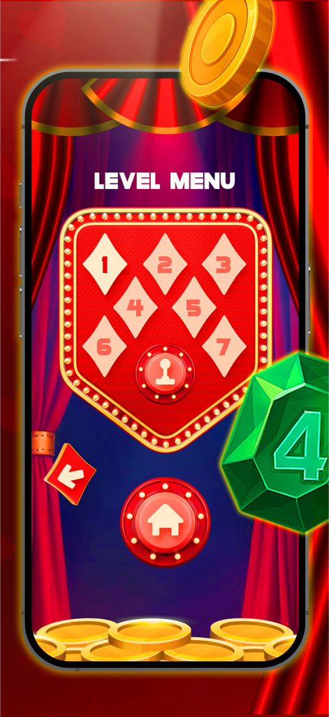 Holiday Mania - Holiday Mania level selection menu with diamond shaped stages and a festive circus theme