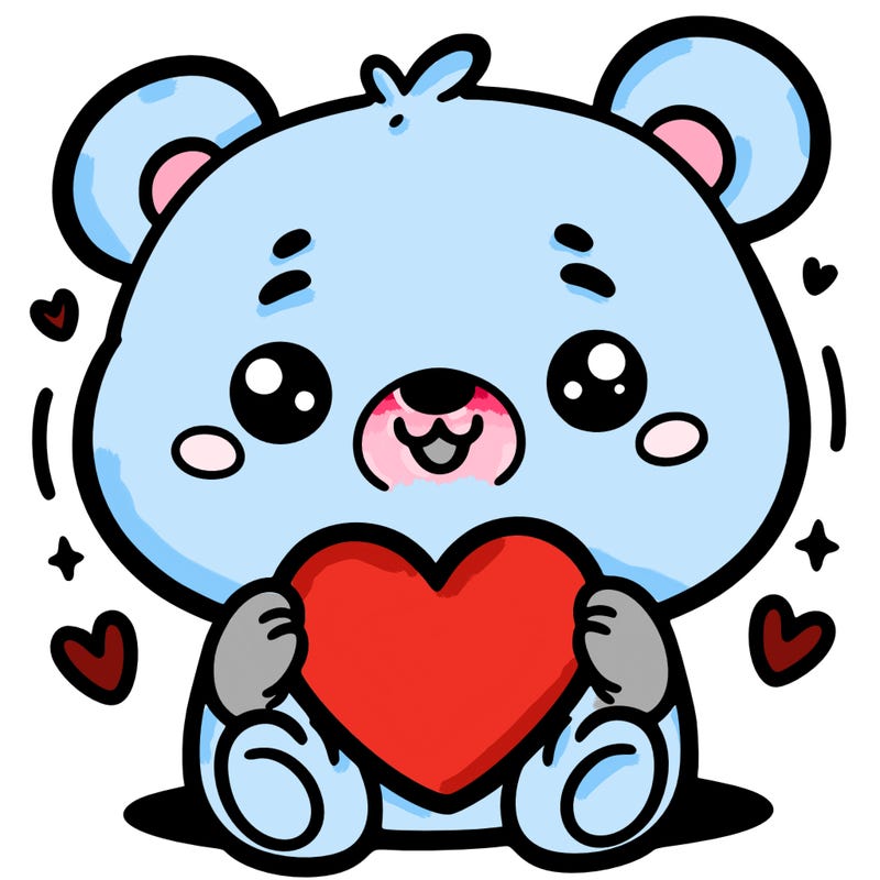 a cute bear holding a heart