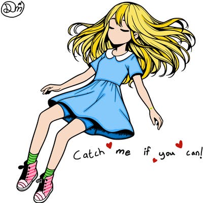 realistic girl floating