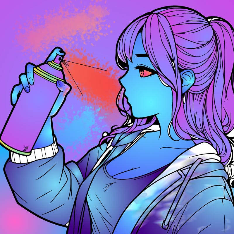 a realistic girl spray, painting