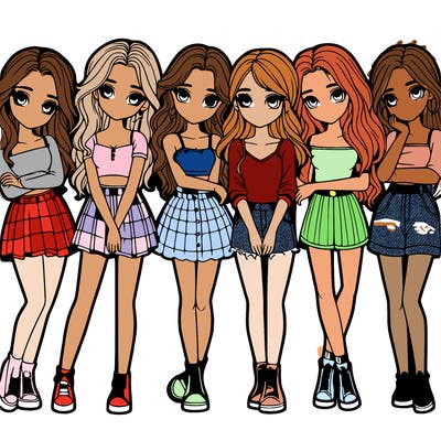 a group of girls realistic