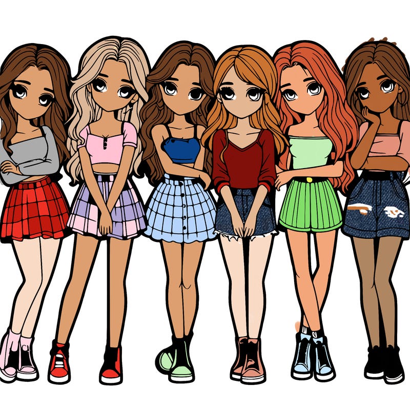 a group of girls realistic