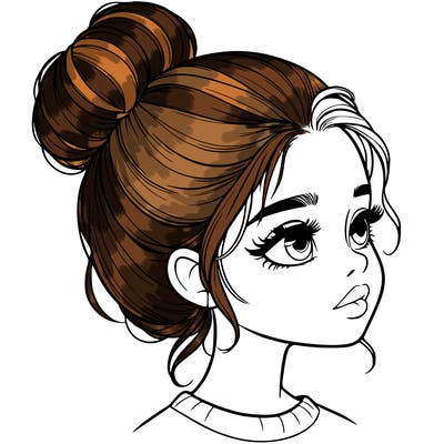 realistic girl with bun