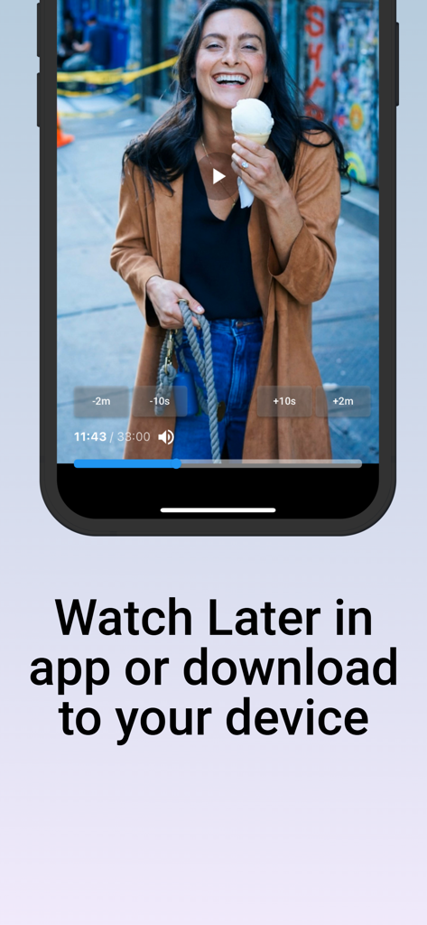 Rewatch LIVE: Save Live Stream - Interface of Rewatch LIVE app showing a recorded video with download and watch later options