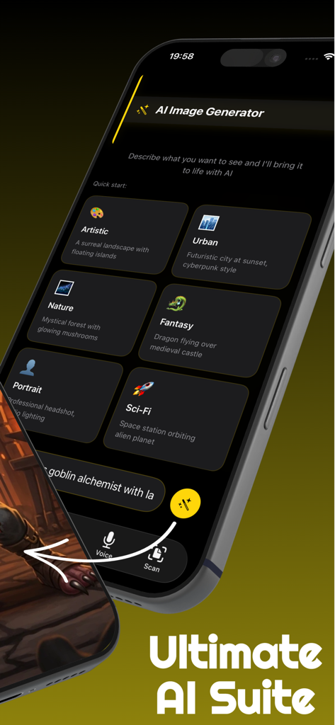 Vidnoz AI Image Generator - Interfaz del Generador de Imágenes AI de Vidnoz mostrando categorías creativas como Urbano Artístico y Fantasía