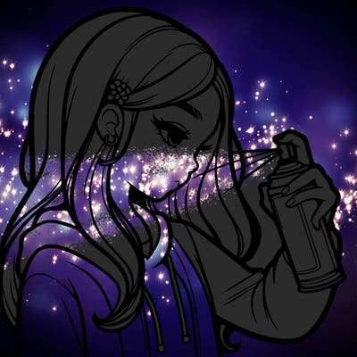 a realistic girl spray painting