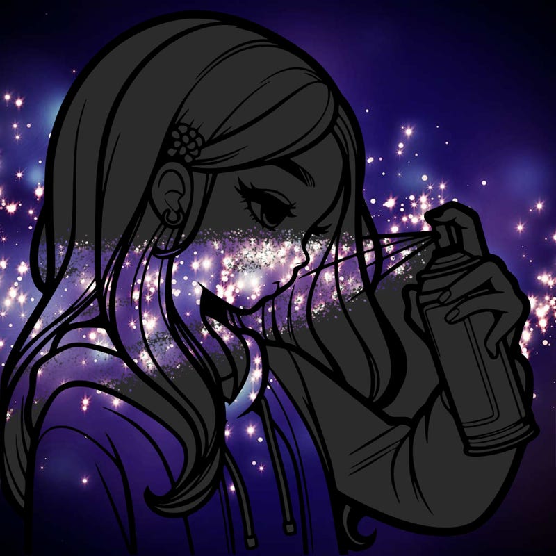 a realistic girl spray painting