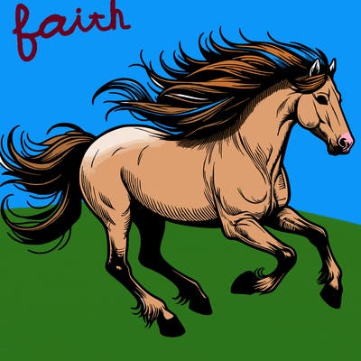 a large realistic horse running through the wind being free