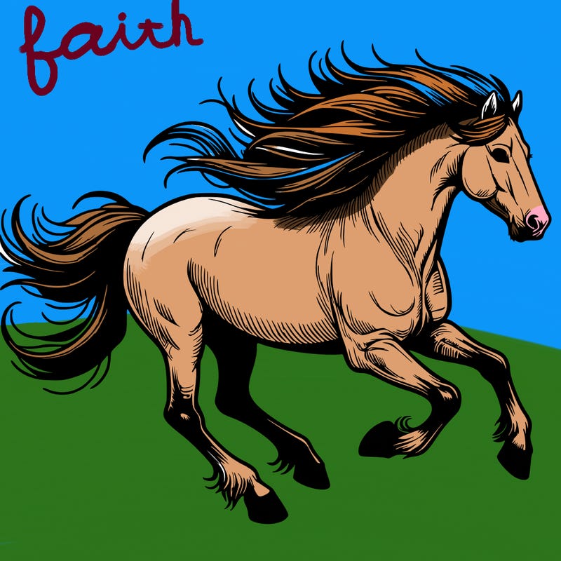 a large realistic horse running through the wind being free