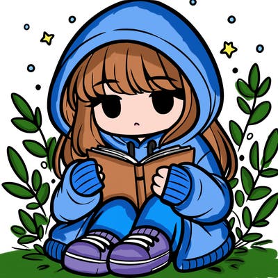 girl in oversized hoodie reading a book