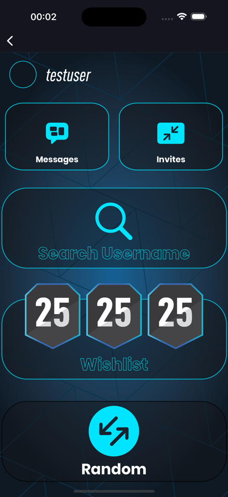 PACFUT 25 - PACFUT 25 social menu showing messages invites search username and player wishlist