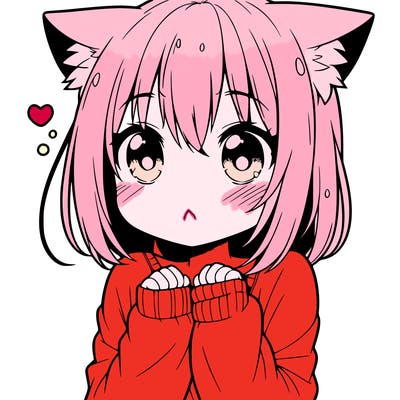 shy anime catgirl