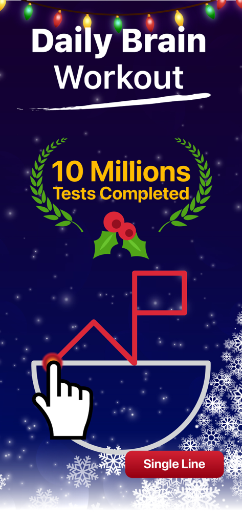 BRAIN101: Brain Training Games - Screenshot do aplicativo BRAIN101 mostrando um quebra-cabeça de linha única com tema de Natal.