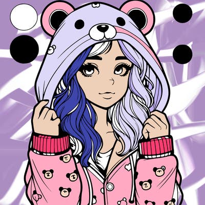 realistic girl in a animal pjs hoodie