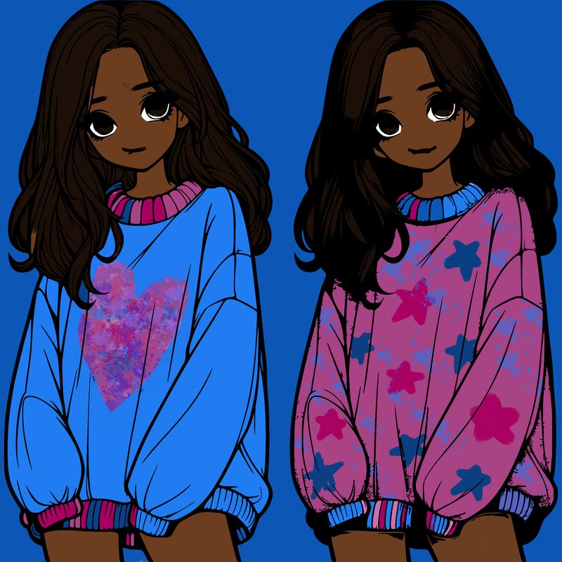 realistic girl with baggy sweater