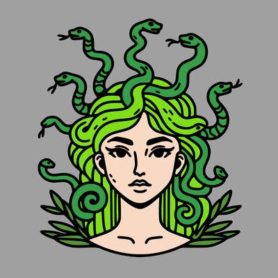 realistic woman snakes growing out of head